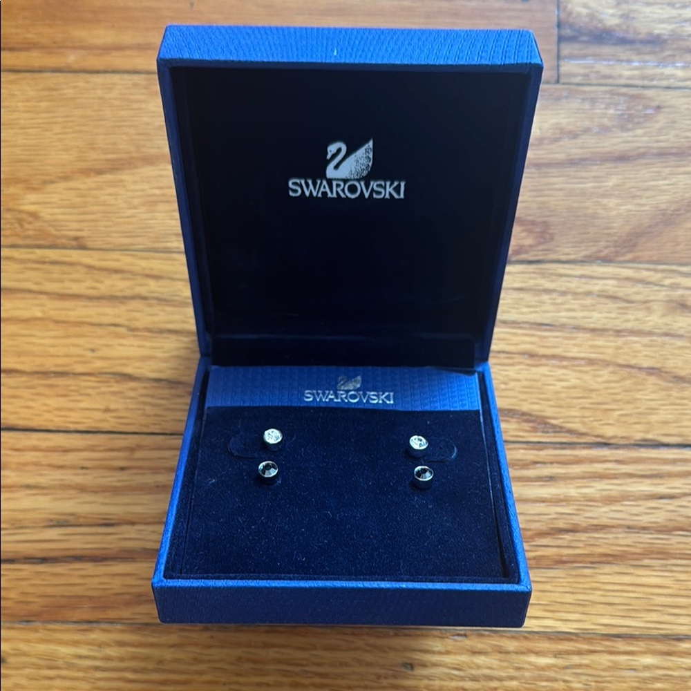 Swarovski Black and Silver Stud Earrings